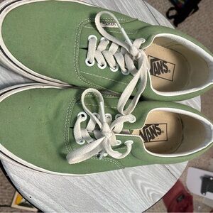 Vans Green and White Canvas Shoes